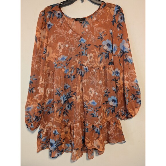 Nordstrom Women's Large Floral Puff Sleeve Multicolor V Neck Flare Dress NWOT - Picture 2 of 14
